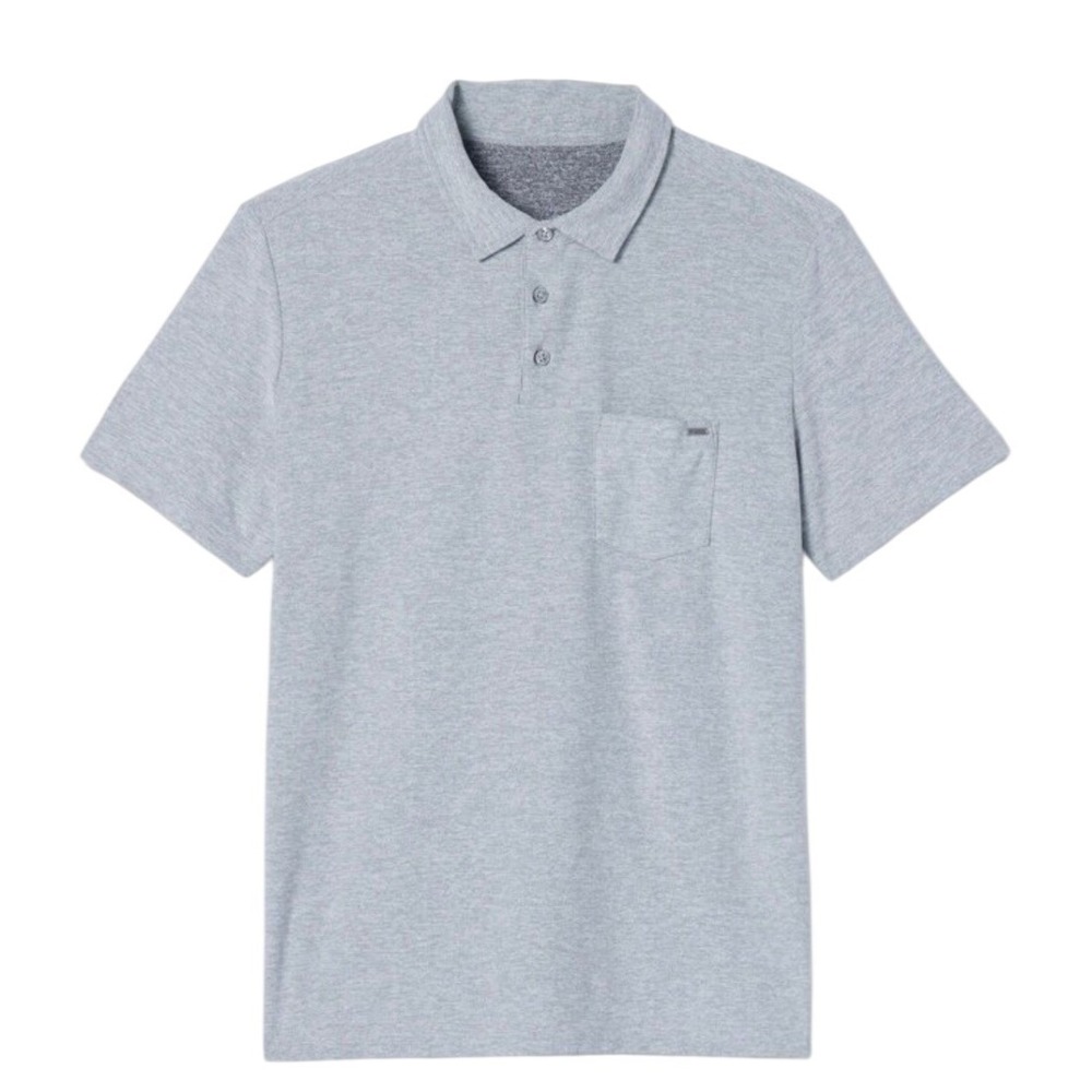 Vuori Ace Polo Mens Size Large Heather Grey Performance Knit Short Sleeve Shirt